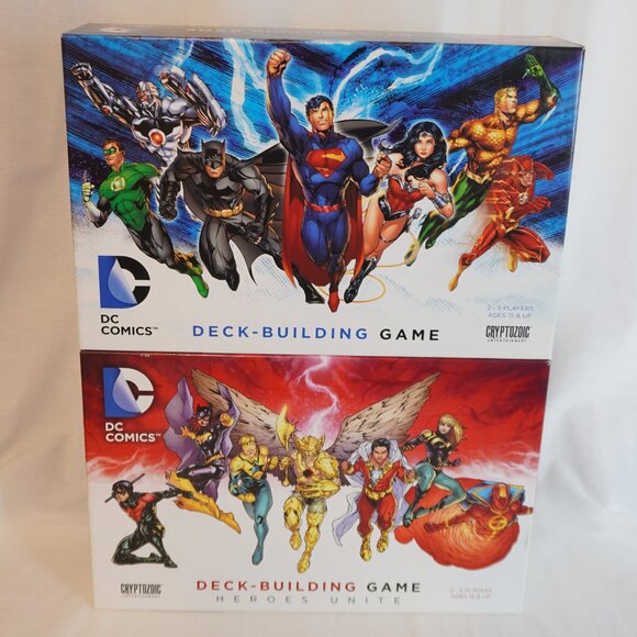 Popular DC Comics - 2 Deck Building Games - Cryptozoic (Complete)  Heroes Unite - Picture 1 of 6